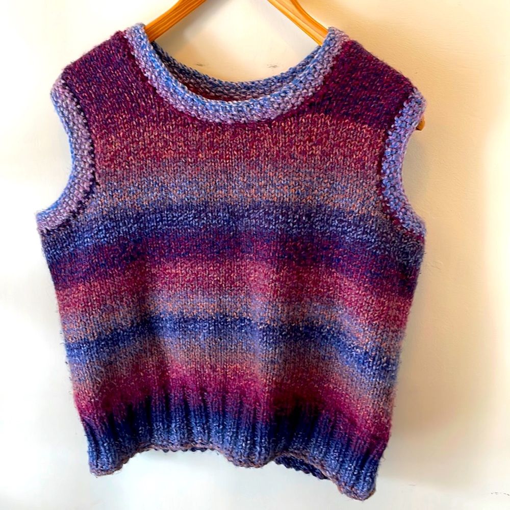 Handknit chunky sweater vest medium multicolour